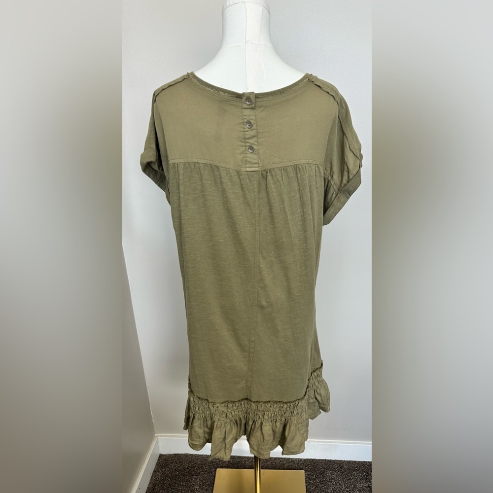 Daily Practice by Anthropologie Solana Ruffled Tunic Dress Olive Small - Picture 5 of 6